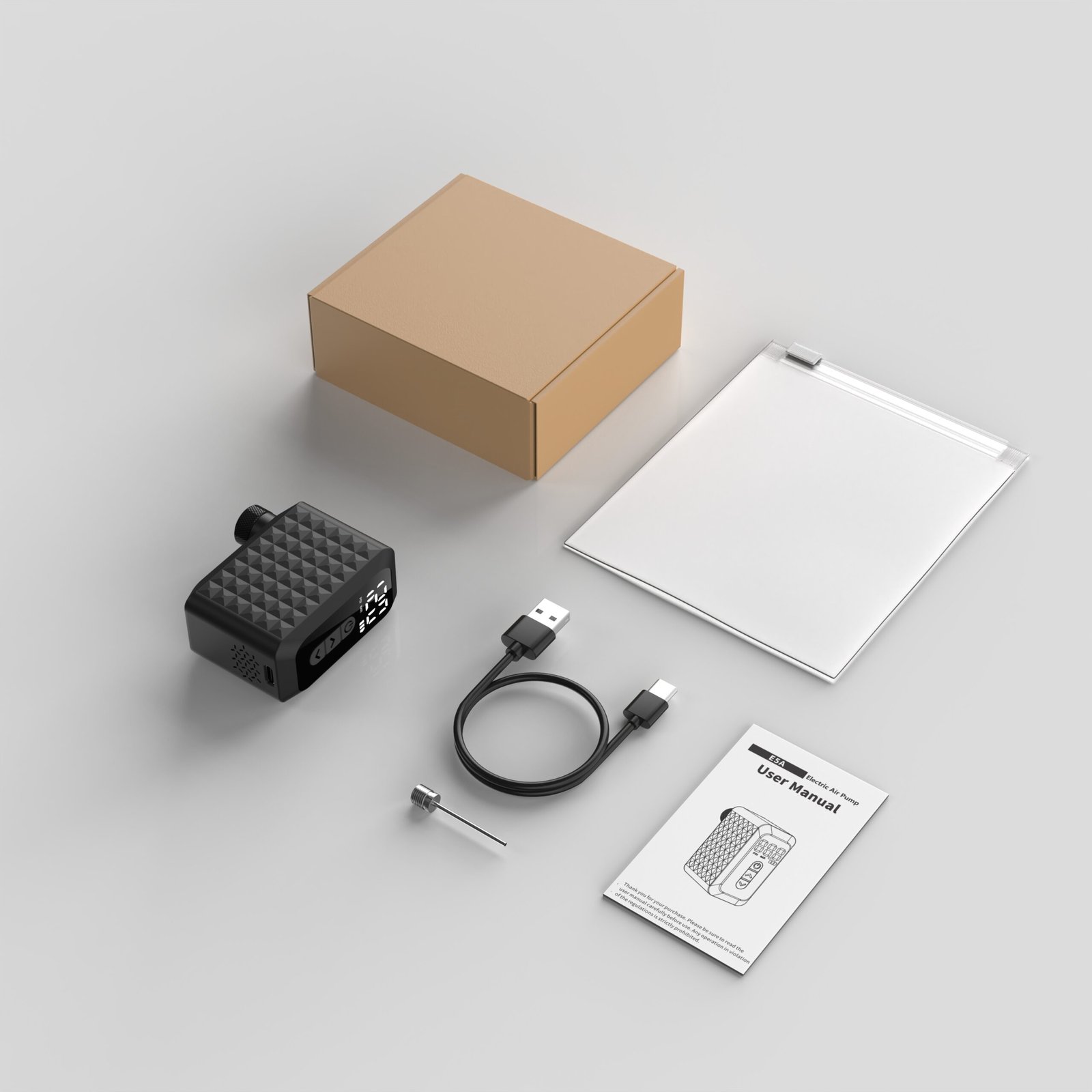 E5A All-Valve Electric Mini Pump in-box accessories