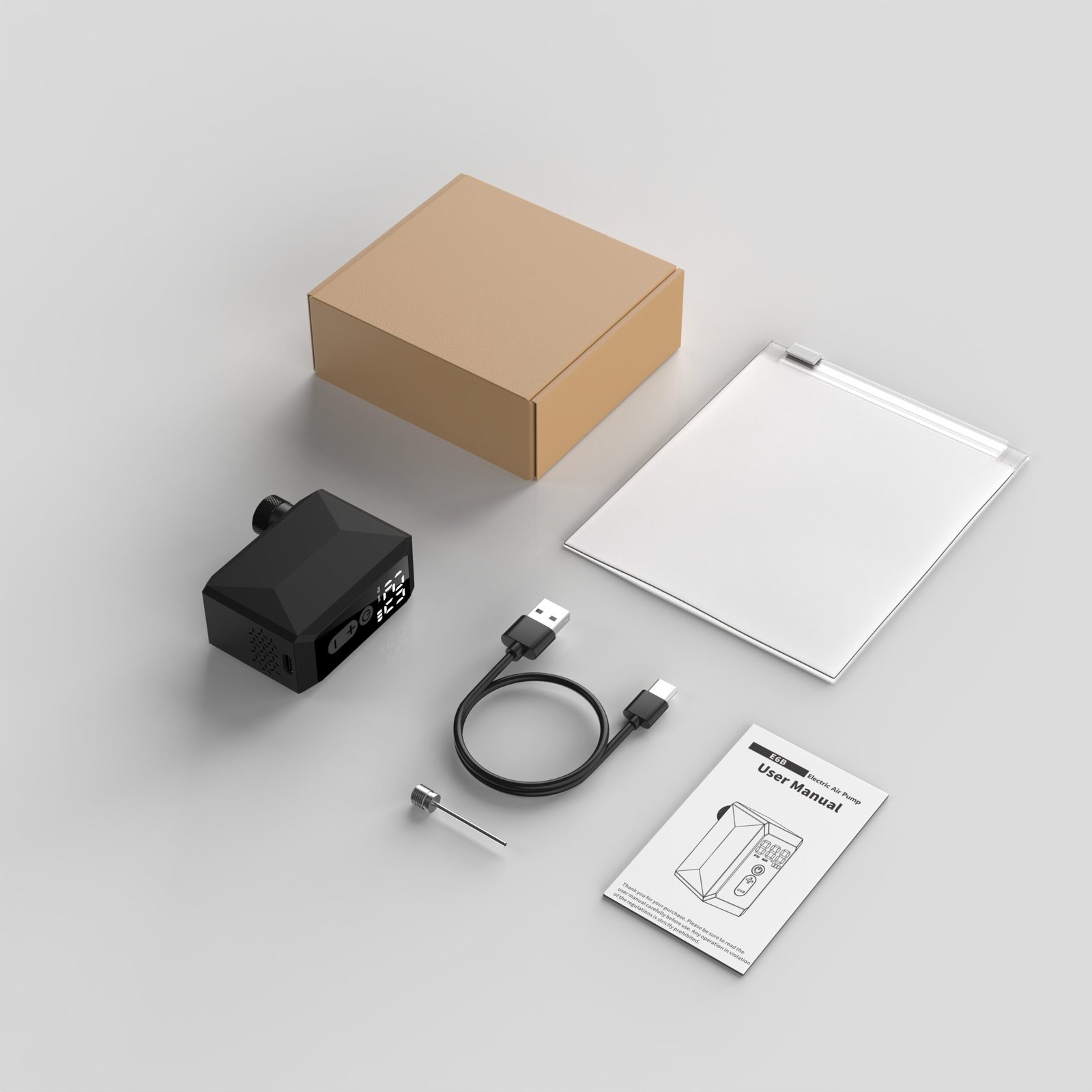 E6B Removable-Battery All-Valve Electric Mini Pump rear view