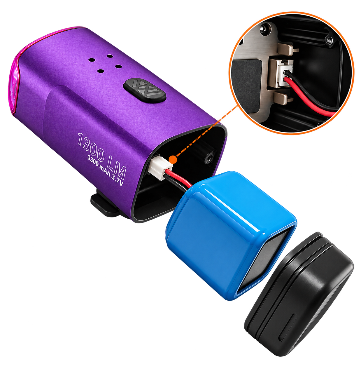 K02 bicycle front light removable battery design