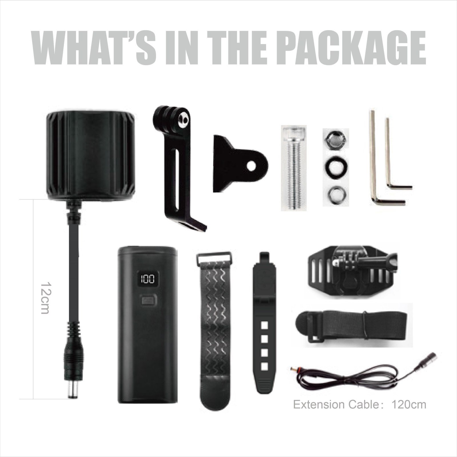 LW-F1600B 1600 lumen front light kit with external battery pack and mounting accessories