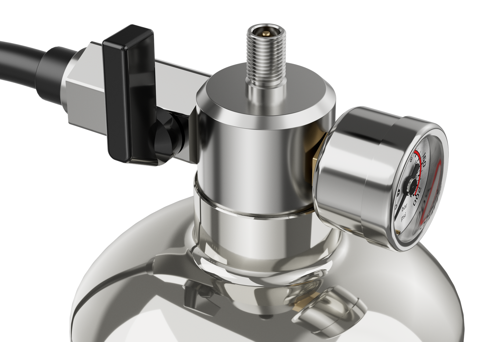 TB304-V5-G air tank valve and pressure gauge assembly detail