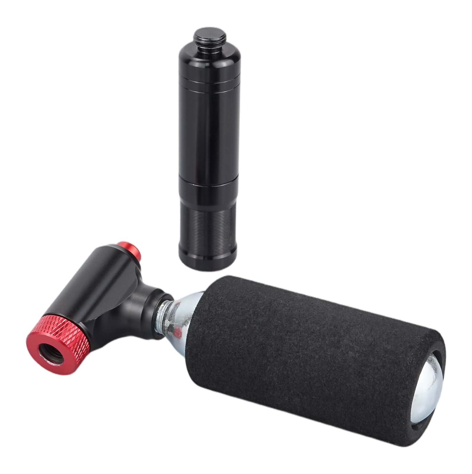 VVT-2 detachable tubeless tyre repair tool separated from its all-valve CO2 inflator head
