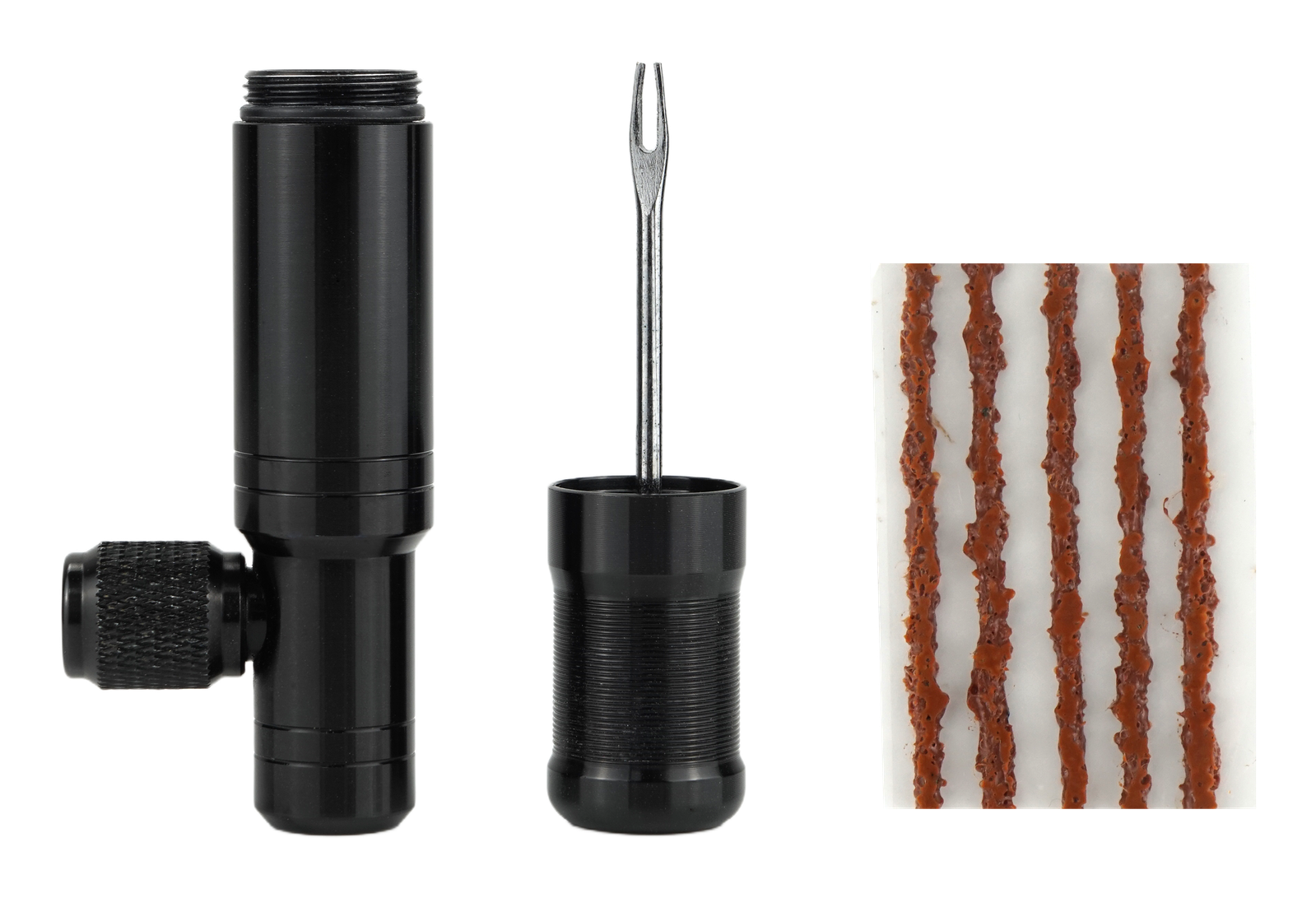 VVT-3 tubeless repair and CO2 inflator kit components laid out
